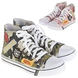 迷彩スニカーの上を行く　タグ付き迷彩ハイカットスニーカー shoes209 ゴスロリ ロリータ パンク コスプレ コスチューム メイド 緑 235 スニーカー