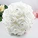OurWarm® Red Crystal Roses Pearl Bridal Bridesmaid Wedding Bouquet Artificial Silk Flowers with 1pcs Glue Stick