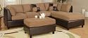 Sofa Sectional Set (Chaise Right) with Ottoman in Saddle - F7622