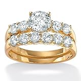 2-Piece DiamonUltra&trade; Cubic Zirconia 10k Wedding Set