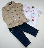 Calvin Klein Toddler Girl's 3 Piece Jacket/Shirt/Jeans Set