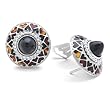 ITALIAN STERLING SILVER EARRINGS WITH TORTOISE AND BLACK ENAMEL