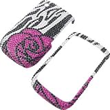 Rhinestones Shield Protector Case for BlackBerry Curve 8520 8530, Zebra Rose Full Diamond