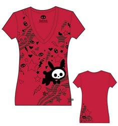 Skelanimals - Jack the Bunny Red V-neck Top M