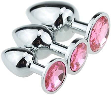 TOCOOL 3Pcs S/M/L Jewelry And Metal Butt Plug Anal Plug Sexual Show Games Couple Funny Toy (Pink)