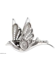 Silver filigree brooch, Dove