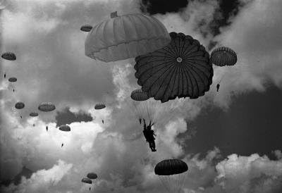 (12x18) Military Parachute Archival Photo Indoor/Outdoor Plastic Sign