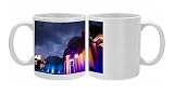 Night-time view of illuminated Royal Observatory, Greenwich, including the Photo Mugs