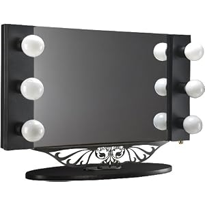 Starlet Table Top Lighted Vanity Mirror 34 x 13 - Black Frame, Black Surface by Vanity Girl Hollywood