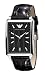 Emporio Armani Gents Rectangular Case Black Dial Black Leather Strap Watch