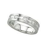 3 Diamond Band 1/5 ct. Bezel Set in 14K White Gold