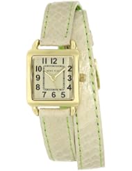 Anne Klein Womens AK/1152CRLG Gold-Tone Snake-Skin Pattern Double Wrap Leather Strap Watch