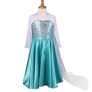 Pettigirl Girl's Dress Snowflakes Children Cosplay Costume 7 Y