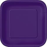 16 Count Square Dessert Plates, 7-Inch, Deep Purple
