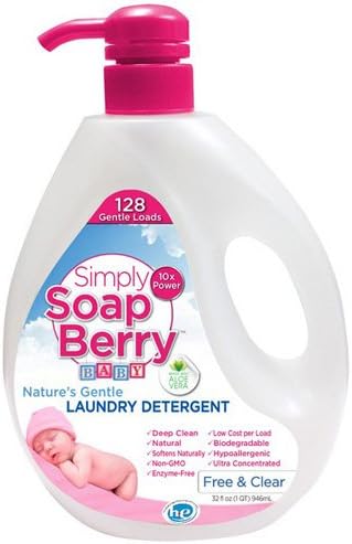Simply SoapBerry Laundry Detergent - Baby Free and Clear - 32 oz