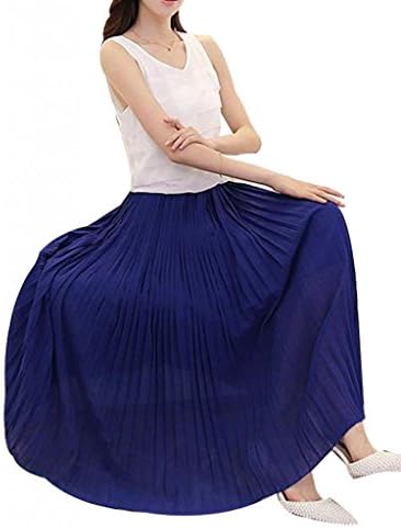 VENTELAN Women's Sleeveless Chiffon Pleated Plus Size Long Fit And Flare Dress