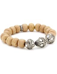 Jordan Alexander Tea-Dyed Bone with 3 Mine-Cut Diamond Beads Bracelet