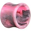 2 Gauge Acrylic Pink Marble Double Flare Tunnel