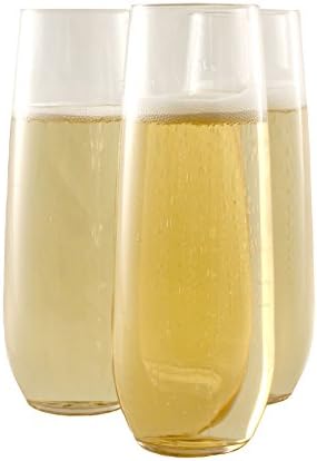 WineTanium Unbreakable Stemless 8 oz Champagne Glasses - 100% Tritan - Shatterproof, Reusable, Dishwasher Safe - Set of 4