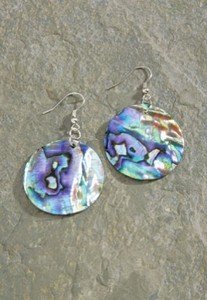 Hawaiian Earrings Paua Round