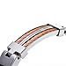 Mens Black Weave Leather Bracelet,Copper Cable Inlay,Bangle,Stainless Steel Buckle