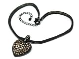 Black Mesh Chain Heart Necklace Brown Jewelry