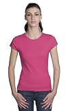 Upscale Ladies 100% Cotton Crewneck Tee - Fushsia Color, Ladies Large