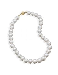 MMA Silver - 16.5 inch 10.5-11.5mm Cultured Freshwater Pearl Necklace with a Yellow Gold Clasp