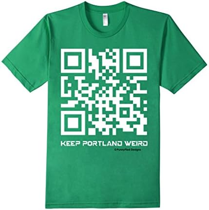 Men's Keep Portland Weird White QR Code T-shirt Large Kelly Green