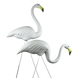 Pair Plastic Snomingo White Flamingos ~ Original Don Featherstone Design ~ Made in USA!