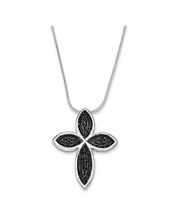 Sterling Silver 18in & CZ Cross Necklace. Metal Wt- 7.84g
