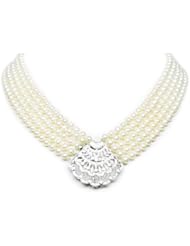 0.85 Ct Diamond 17.5" Length 10.2g 18k White Gold Pearl Necklace