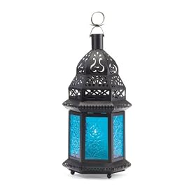 Moroccan Lantern Blue Glass Candle Holder Candleholder