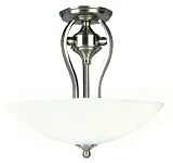 41moX5Q8tPL. SL160  Yosemite Home Decor 1321 3SN Glacier Point Three Light Ceiling Semi Flush Mount, Satin Nickel, 16 by 15 Inch