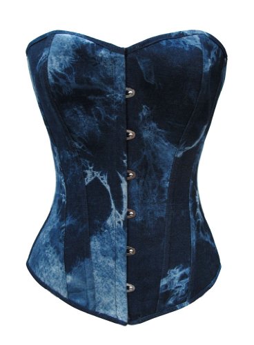 Camellias 100% Cotton Blue Denim Sexy Strong Boned Corset Bustier Top