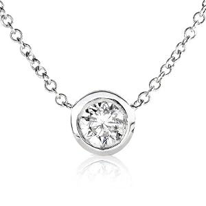 Buy 1 3carat Round Bezel Set Diamond Solitaire Pendant with a 14k white gold 16 chain (HI I1) by Diamond-Me
