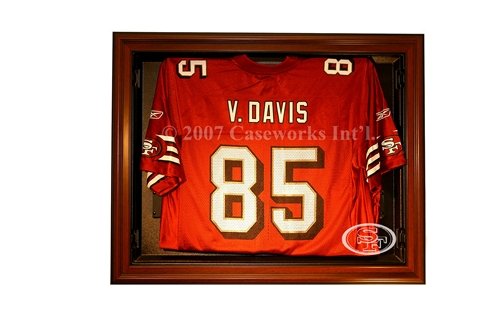 San Francisco 49ers Football Jersey Display Case with Removable Face and Classic Wood Finish Frame