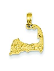 14K Yellow Gold Cape Cod Island Charm Beach Pendant