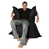 BAZAAR BAG - Giant Beanbag BLACK - Outdoor & Indoor - MASSIVE 180x140cm - GREAT for Garden