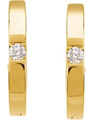 14K Yellow Gold Diamond Huggy Earrings - 0.07 Ct. -- LIFETIME WARRANTY