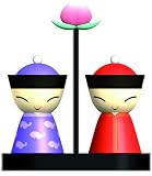 Alessi ASG79 SET3 Mr. & Mrs. Chin, Menage: Salz und Pfeffer aus thermoplastischem Harz, orange und violett