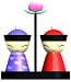 Mr. and Mrs. Chin Salt and Pepper Set by Stefano Giovannoni Color: Orange and Violet
