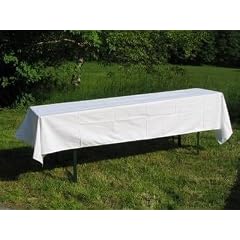 Tischdecke 120x270 cm f�r 70 cm Biertische 100% Baumwolle wei�