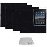 Fisheye Lens, (5 Piece Set) 4 Extra Large MagicFiber Ultra Fine Microfiber Cleaning Cloths (Black) + 1 Microfiber Lens Cleaning Cloth (Grey) - Perfect for Tablets (Kindle, Fire, Galaxy Tab, iPad, Nook, Xoom), HDTV LCD Screens, Chrome Surfaces, DSLR Camera Lenses (Canon, Nikon, Sony), Cell Phones (Apple iPhone, HTC Evo, Samsung Android Nexus) Safe for all surfaces