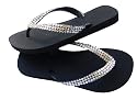 SWAROVSKI CRYSTAL HAVAIANAS SANDALS THONGS FLIP FLOPS BLACK/CLEAR U.S. SIZES 4-10