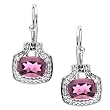 14K White Gold Pink Tourmaline and Diamond Earrings
