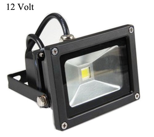 GLW® 10w 12v Ac or Dc Warm White Led Flood Light Waterproof Outdoor Lights 750lm 80w Halogen Bulb Equivalent Black Case