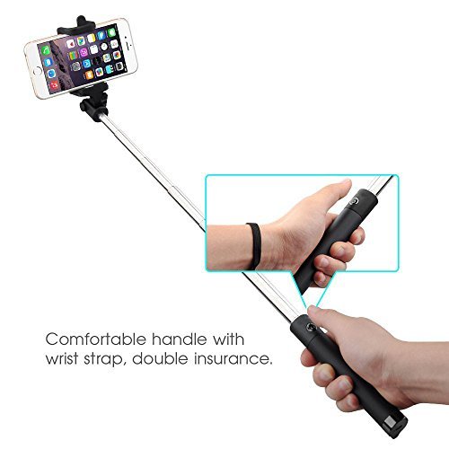[New 2015] Premium Selfie Stick by 2Charge®, This all in one monopod with built in wireless Bluetooth remote shutter, ultra compact design, easy to use, durable and adjustable phone holder for Samsung, HTC, other Android devices and Apple iPhone 6, iPhone 5, 5s and 5c.