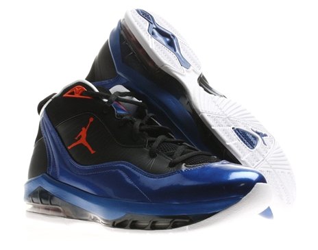 Nike Air Jordan Melo M8 "New York Knicks" Mens Basketball Shoes Black/Orange Flash-Blue Ribbon-White 469786-006-9.5