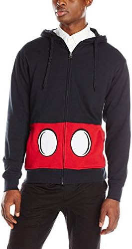 Fas Cosplay Men's Mickey Mouse Style Costume Front-Zip Hoodie Jacket-Large
